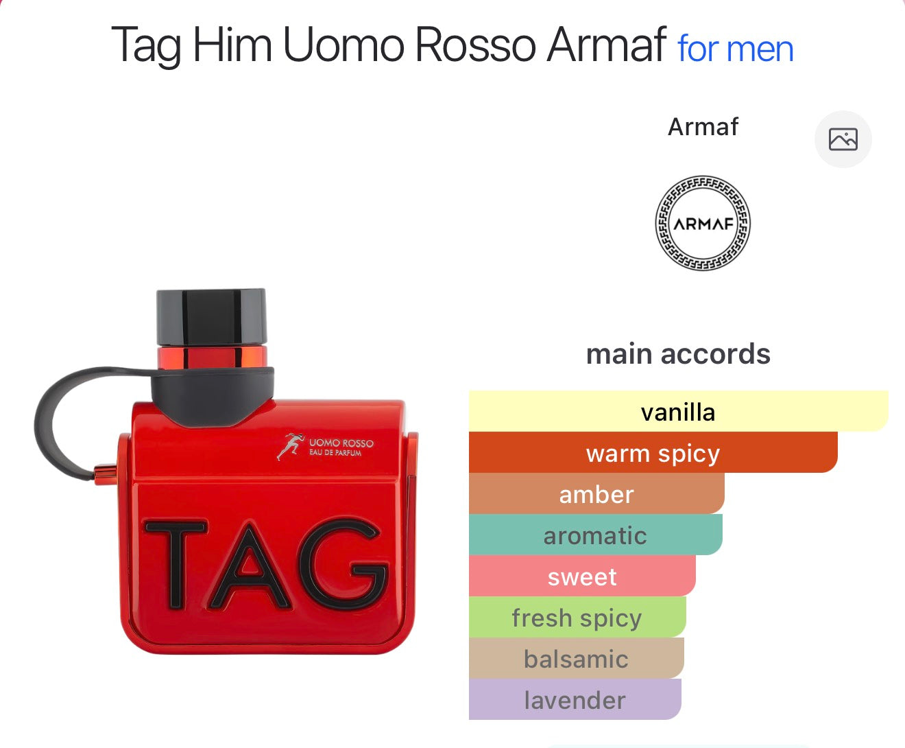 ARMAF tag uomo rosso EDP