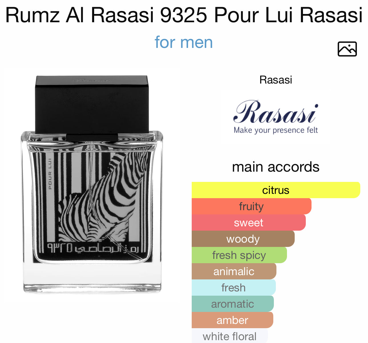 Rumz Al Rasasi 9325 Pour Lui Rasasi for men