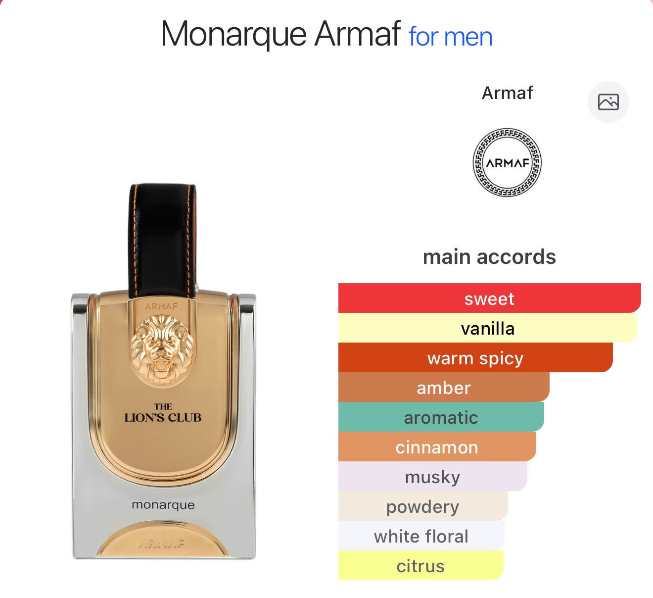 ARMAF the lion club monarque EDP for him