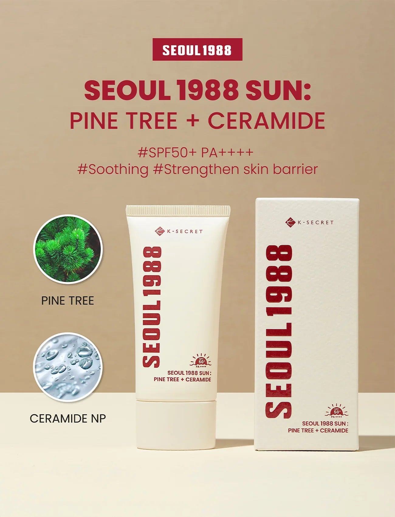 K-SECRET SEOUL 1988 Sun: Pine Tree + Ceramide SPF50+ 50ml